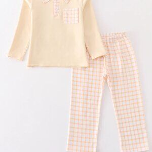 Beige plaid boy set